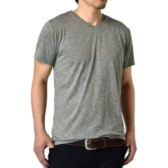接触冷感 半袖Tシャツ 《53グレー杢 / Vネック》 新品 未使用 吸汗速乾 メンズ カチオンドライ UVカット 無地 夏用 ラッシュガード 涼しい 【H1V】【メール便1】 ファッション