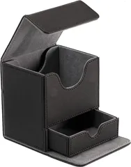 unicorn step デッキケース トレカ トレーディングカード スリーブ 対応 100枚 以上 収納 ダメカン ダイス 小物入れ PU レザー( ブラック)