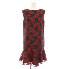 グレースコンチネンタル GRACE CONTINENTAL フルーツジャガードワンピース ひざ丈 ノースリーブ スイカ柄 36 黒 赤 37231256 /YM