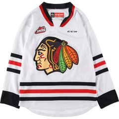 古着 CCM NHL CHICAGO BLACKHAWKS シカゴブラックホークス Vネック メッシュ ゲームシャツ ホッケーシャツ カナダ製 メンズS/eaa432848