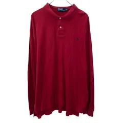 POLO RALPH LAUREN 長袖 ポロシャツ 2XL レッド ポロラルフローレン ハーフボタン ビッグサイズ ポニー刺繍 古着卸 アメリカ仕入 a708-5051