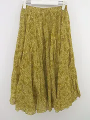 ◇ Samansa Mos2 サマンサ モスモス 総柄 ウエストゴム ロング フレア スカート サイズF イエロー ブラウン系 レディース P  【1303070000024】