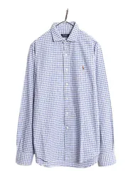 【お得なクーポン配布中!】 ポロ ラルフローレン チェック 長袖 オックスフォード  シャツ メンズ L 古着 長袖シャツ コットン ワンポイント ワイシャツ マルチカラー