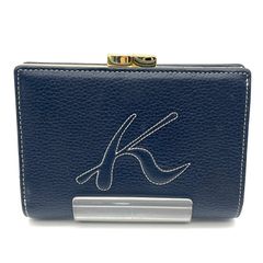 A0716-1-3 kitamura キタムラ 2 YOKOHAMA ヨコハマ K 財布 折り財布 2つ折り ネイビー H9.5㎝ W13㎝ D3㎝