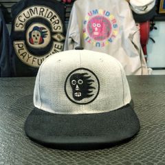 ●【新作】「SCUM RIDERS」FLAT VISOR CAP【GRAY/BLACK】「スカムライダース」フラットバイザーキャップ 【グレー/ブラック】-art work-SCUMBOY TATTOO スカムボーイ タトゥー 新品 スナップバック 刺繍