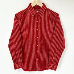小さいサイズ(^w^)b Eddie Bauer エディーバウアー コーデュロイ 長袖シャツ コットン 綿100% ボタンダウン ストライプ柄 紳士 カジュアル おしゃれ デイリー タウンユース ボルドー 赤系 メンズ サイズXS