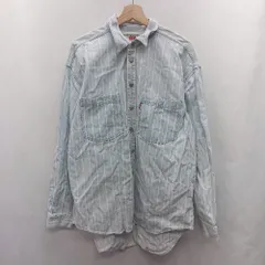 ◇ ⊇ Levi's リーバイス ストライプ柄 デニム生地 長袖 シャツ サイズＬ ライトブルー ホワイト メンズ E  【1501160012630】