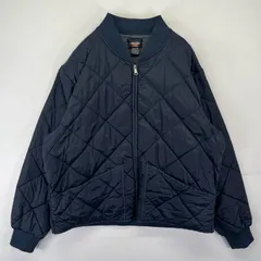 古着 ディッキーズ Dickies ワークジャケット ナイロン キルティング フルジップ 中綿 ブルゾン 2XL  ネイビー メンズ
