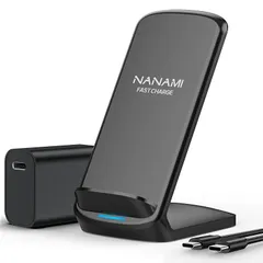NANAMI ワイヤレス急速充電器 (USB-C 20W出力の急速充電器に昇進) 置くだけ充電器 セット 7.5W/10W/15W iPhone 16/15/14/13/12シリーズ/SE第三世代/11(Pro)/XR/8(Plus) Galaxy S25 0