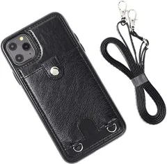 MocliL iPhone 11 Pro スマホショルダー ストラップ ケース 斜めがけ 首掛け 肩掛け カード収納 レディース メンズ iP11P ML0028( ブラック,  iPhone 11 Pro)のサムネイル