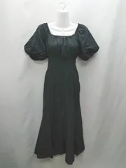 ◇ ⊂ JUNOAH ジュノア 半袖 膝下丈 ワンピース サイズM ブラック系 レディース E  【1502060048767】