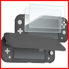 [ガラス２枚付き] スリム フリップケース クリアソフトTPU カバー 耐衝撃 スイッチライト 保護カバー 対応機種： スイッチライト ProCase 2019 グレー