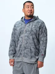 OUTDOOR PRODUCTS アウトドアプロダクツ ジップパーカー 大きいサイズ メンズ コットンタッチ ダンボール生地 迷彩柄 トップス パーカー 長袖 3L 4L 5L 6L グレー