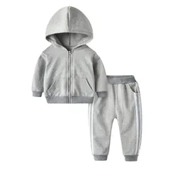 [Kai La Nalu] キッズ ジャージ 上下 ジュニア ライン入り パーカー スウェット パンツ 子供 服 男の子 女の子 トレーニング ウェア スポーツ 上下セット 子供服 トレーニングウェア セットアップ 10 [グレー] [100 Regular]