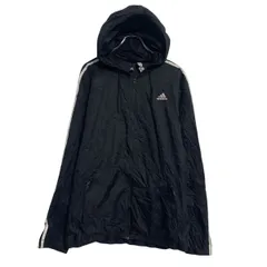 adidas ジャケット L ブラック ホワイト アディダス ジップアップ ワンポイント ロゴ ライン スポーティー 古着卸 アメリカ仕入 a702-7448