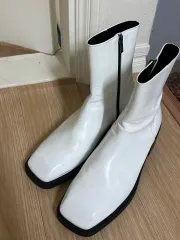 humant Dan CR スクエアトゥ ブーツ 白