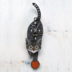 C-007 キジトラ（子猫）-ペットの振子時計