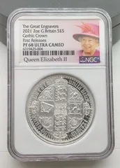 2021年 ゴチッククラウン・リバースシールド2oz銀貨 NGC PF70 FR
