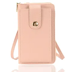penogo スマホショルダー スマホポーチ レディース 財布 軽量 携帯 斜め掛け penogo スマホショルダー スマホポーチ レディース 財布 軽量 携帯 斜め掛け 手帳型ケース非推奨 (くすみピンク) [ピンク]