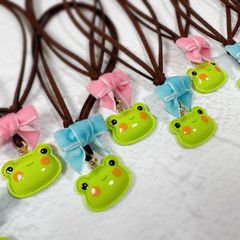 【在庫限り】トリミングチョーカー 《034》 10本 カエル 梅雨 紫陽花　ベルベットリボン ぷっくり