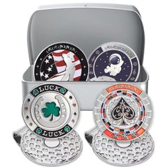 【大人気】JEBOR ゴルフ マーカー ×4個 マグネット付きハットクリップ 収納ボックスと2個セット