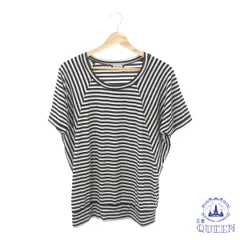 【訳アリ】 Glass Line グラスライン トップス Tシャツ カットソー 半袖 オーバルネック 切り替えデザイン レディース ホワイト ブラック ボーダー柄 M 901-16302