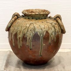 中国 初唐 初期白磁（灰釉）双耳壺 中国陶磁 1400年前 美術文化財