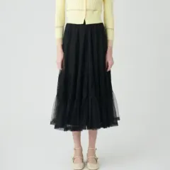 サテン 24 ' SS 花刺繍 バイカラー チュール スカート 55 サイズ