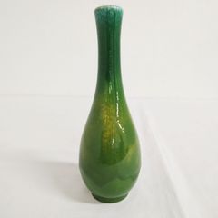 一輪挿し　花瓶　花器　虹彩焼　グラデーション　黄緑　緑　AYM7-16