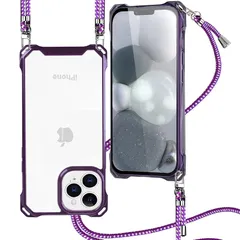 iPhone 13 Pro Max ケース クリア ショルダー iphone 13 pro max ケース クリア PC背面 軽量 TPUバンパー アイフォン13 Pro Max ケース 透明 肩掛け 斜めかけ 耐衝撃 全面保護 薄型 韓国 可愛い 縄掛け 0
