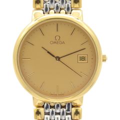 【電池交換済】【3ヶ月保証】 OMEGA オメガ DeVille デビル ゴールド SS ステンレス YGP イエローゴールド コンビ ボーイズ メンズ クォーツ デヴィル【内部点検済】【美品】