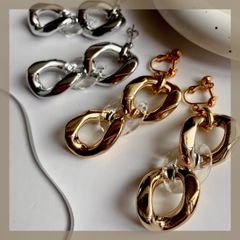 【304ステンレス ポスト 24KGP 本金メッキ】 ゴールド シルバー クリア 大ぶり チェーン ピアス アクリル 軽い ハンドメイドピアス アレルギー対応 【イヤリング変更可能】