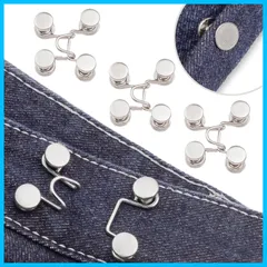 ウエスト 調整 ボタン ジーンズ 調整 ボタン ウエスト バックル ウエスト アジャスター 3セット 縫い目ない リベット付き 取り外し可能 調節可能 おしゃれ シルバー ゆるゆるのジーンズ/ズボン/スカートなどを調節する
