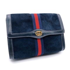 グッチ PARFUMS セカンドバッグ クラッチバッグ シェリー スエード ブルー ネイビー レッド レザー 本革 GUCCI