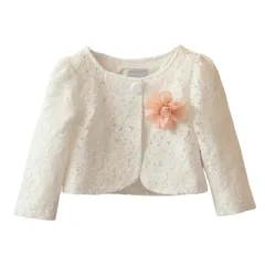 【新品】 [VIISEN] 子供 ドレス ボレロ 花飾 結婚式 ボレロ 入学式 入園式 卒園式 ボレロ 女の子 キッズ 演奏会 発表会 フォーマル ボレロ 子供服 90-140cm (1-ホワイト, 120)