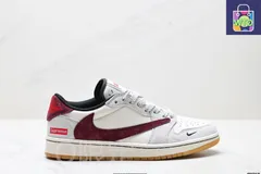 Travis Scott x Air Jordan 1 "Reverse Mocha" AJ1 逆さフック TS ライトニング コラボレーション ロートップ カルチャーバスケットボールシューズ-WTO輸入4