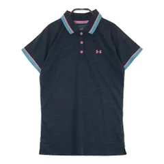 サイズ：MD UNDER ARMOUR アンダーアーマー  半袖 ポロシャツ プリント ボーダー柄 ブラック系 [240101454066] ゴルフウェア レディース ストスト