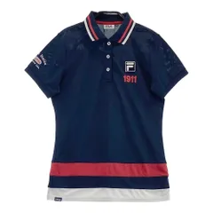 サイズ：M FILA GOLF フィラゴルフ  半袖ポロシャツ ワッペン  ネイビー系 [240101226382]# ゴルフウェア レディース ストスト