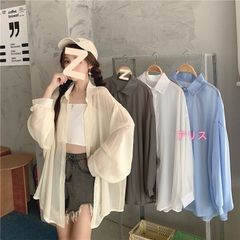 夏用シフォンカーディガン レディース 薄手 日焼け止め 大きいサイズ 涼感シャツ トップス