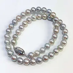 SV AKOYA ナチュラル 無調色 アコヤパール ネックレス マルチカラー 天然 本真珠 42cm P8−8.5mm 40g レディース アクセサリー 未使用品 ota30091r50830