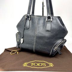 TOD'S トッズ ハンドバッグ トートバッグ ステッチチャーム 肩がけ 手さげ 斜めがけ 大容量 多機能 レザー ブラック メンズ レディース ユニセックス B-238