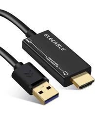 ★ELECABLE USB - HDMIアダプターケーブル – USB 3.0 - HDMI 外部ビデオアダプター Windows/macOS/Android対応 – 解像度1080p モニター、プロジェクター、テレビ用 – 1.8M (UH01)