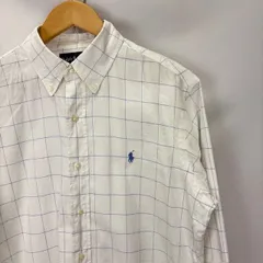 90年代 RALPH LAUREN CUSTOM FIT 大判チェック ボタンダウン 長袖シャツ サイズM ワンポイント 07032703 861