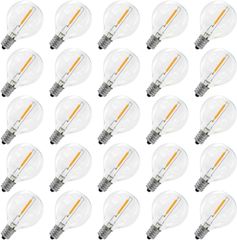 おしゃれ！ G40 25個入 LEDフィラメント ストリングライト電球 口金E12 2700K 0.6W(7W相当)  ビアガーデン・花見最適 シャンデリア交換用