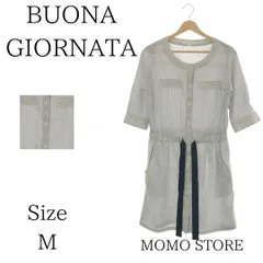 BUONA GIORNATA ボナジョルナータ ワンピース ミニ 五分丈 紐ベルト レディース ストライプ M