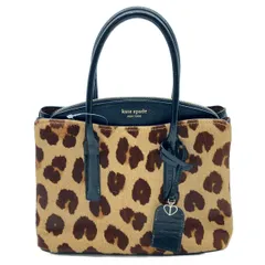 kate spade new york ケイトスペード ニューヨーク レオパードハラコサッチェルバッグ  ブラウン×ブラック