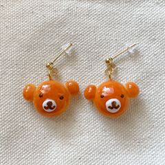 ミニチュア　くまちゃんパン　ピアス　金属アレルギー対応