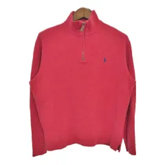 Polo by Ralph Lauren ポロ ラルフローレン ハーフジップ コットン ニット セーター ワンポイントロゴ レッド (メンズ L) 中古 古着 S1368