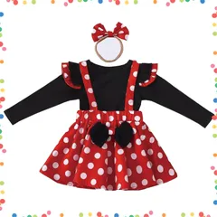 【特価商品】プリンセスドレス 子供 仮装 コスプレ 女の子 水玉柄 赤ちゃん ベビー 衣装 なりきり お姫様 コスチューム パーティー ハロウィン 誕生日 クリスマス プレゼント 写真撮影 赤白ドット柄 遊園 可愛い 長袖 半袖 [GOKEI] 春 夏 秋