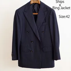 【中古品】Ships別注 Ring Jacket(リングヂャケット）6ボタンダブルスーツ Size:42 Col:ネイビーピンストライプのサムネイル